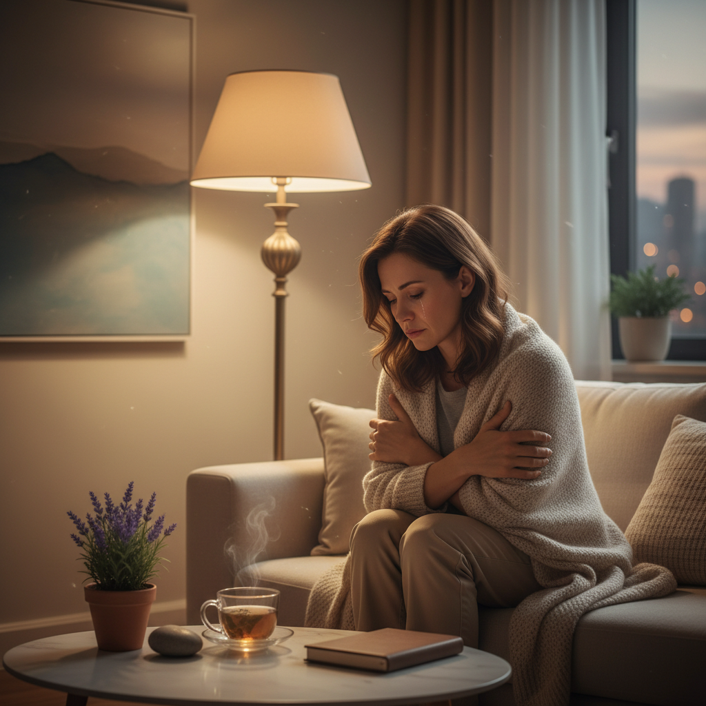 Иллюстрация к статье: Как уменьшить вечернюю тревогу, чтобы быстрее засыпать после длительного стресса